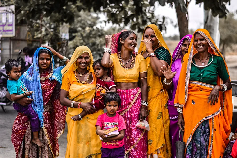 Rajasthani women dressed in traditional vibrant attire in Jodhpur, India
