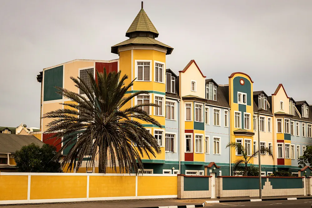 White & yellow concrete buildings Swakopmund